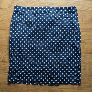 J Crew pencil skirt navy white polka dot classic office